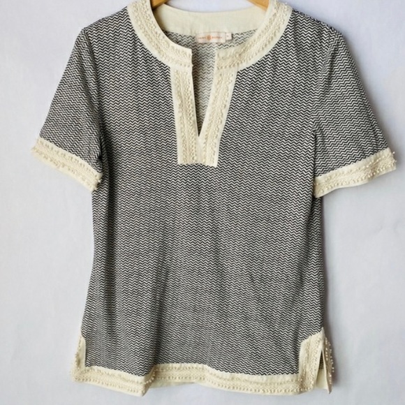 Tory Burch 'Selda' Embellished Linen Tee - Picture 3 of 4